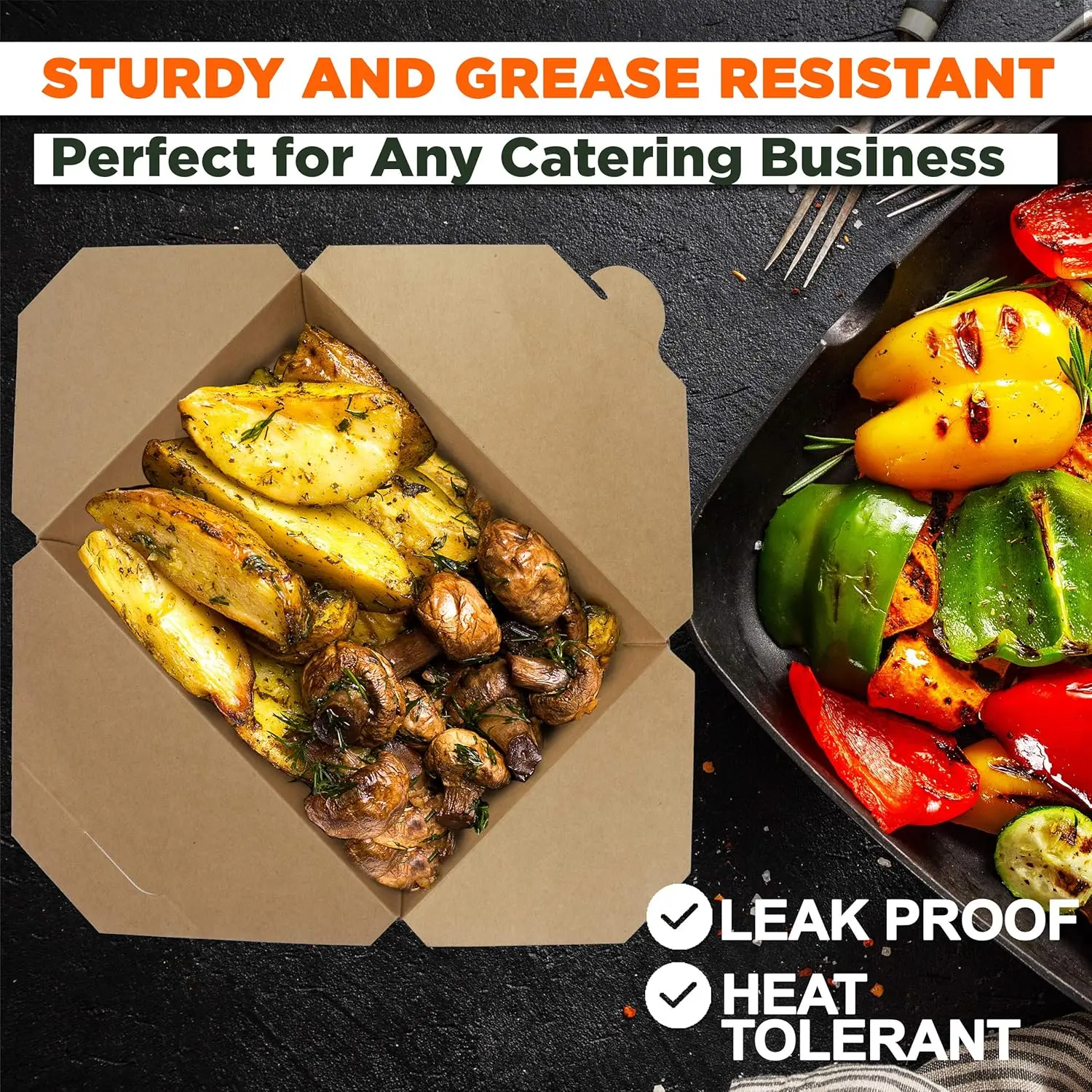 Multi-Pack Disposable Kraft Paper Food Boxes, Leakproof and Greaseproof Takeout Contain... - SKU MDKB1731 - UGI Packaging