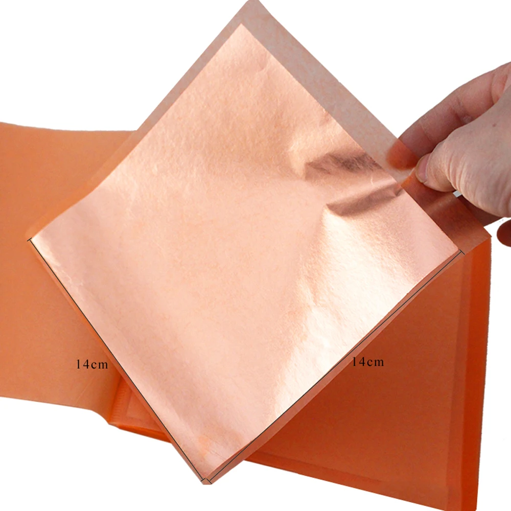 

14*14cm #0 Imitation Transfer Pure Copper Booklet Foil Paper 25 Sheets Gold Foil Leaf Fr Art Crafts Ceiling Furniture Decoration
