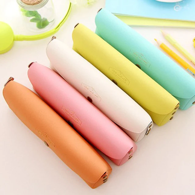 2 Db Cukorkás Színek Toll Táskák Divat Pu Ceruza Táska Ceruzák Tároló Szervező Hallgató Iskolai Irodai Kellékek - Image 5