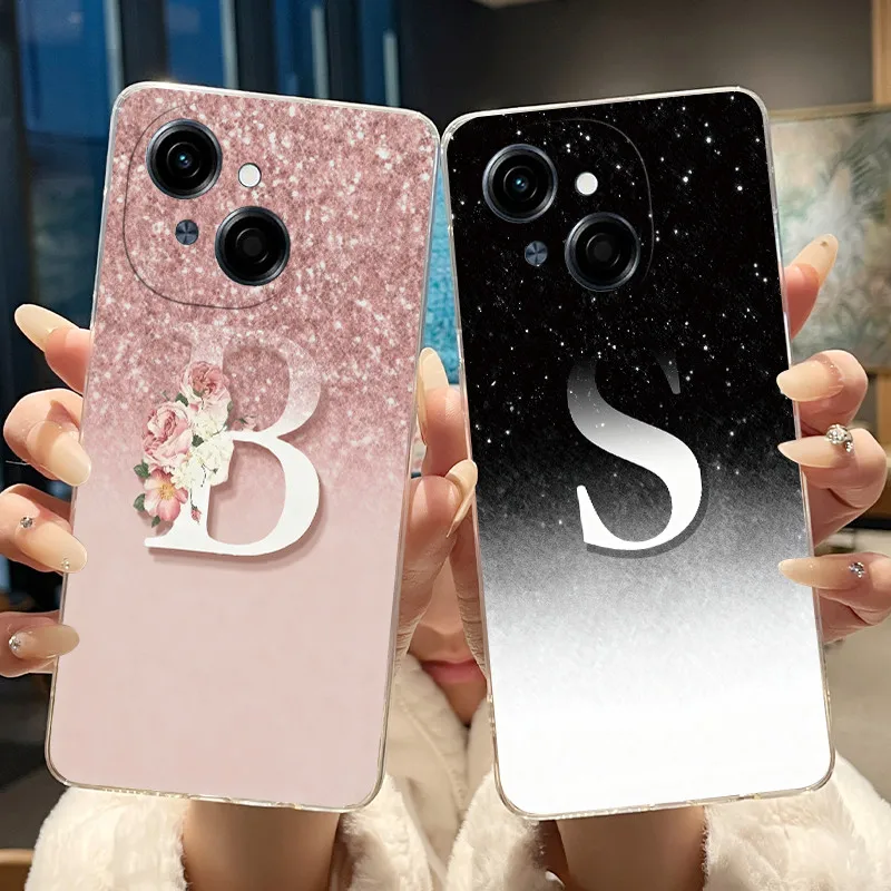 Clear Silicone Soft Luxury Elegant Letters Phone Case - Protective Cover