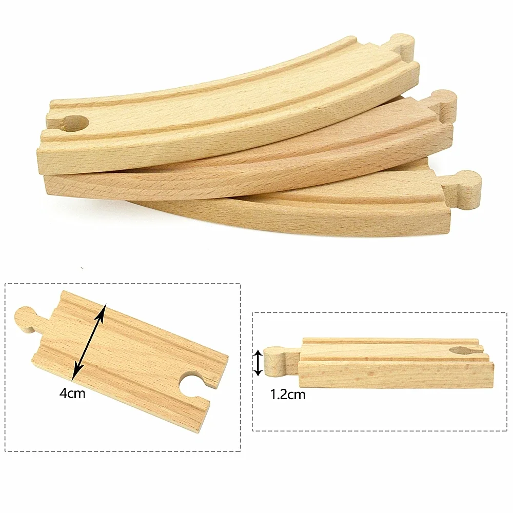 Wooden Tracks Railway Orbital Conversion Track Beech Wooden Train Track Rail Parts Fit Biro Educational Toys For Kids 2