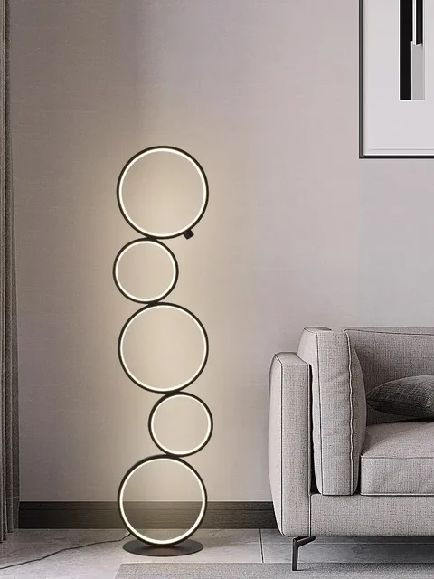 Modern Simple Circle Ring Led Floor Lamp For Living Room Sofaside Ambient Light Lighting Bedroom Five-ring Design Lamps Fixtures