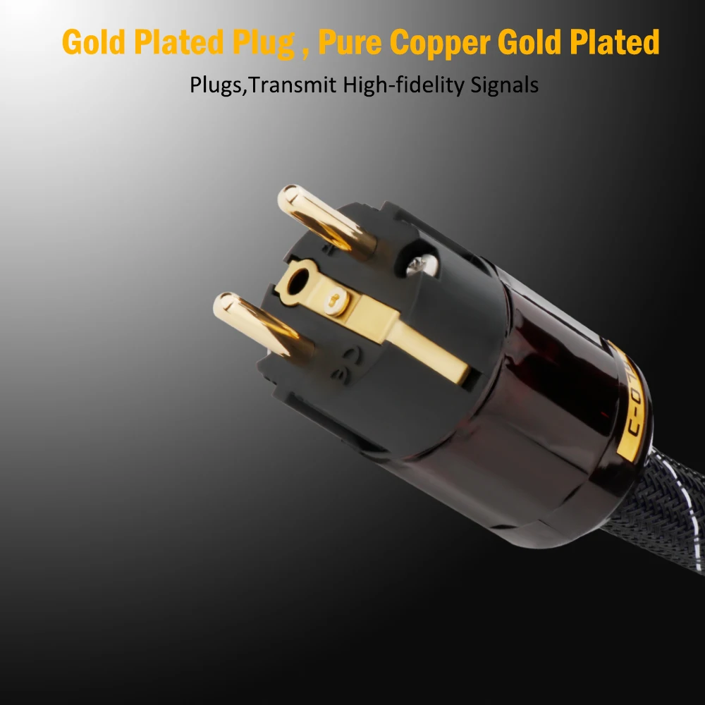 Hifi-Netzkabel, 10 AWG, Stromversorgung, AC, EU/US/AU, occ-Audiokabel, EU/US, Vseries, abgeschirmte vergoldete Netzsteckerlinie, audiophile – Detail 5
