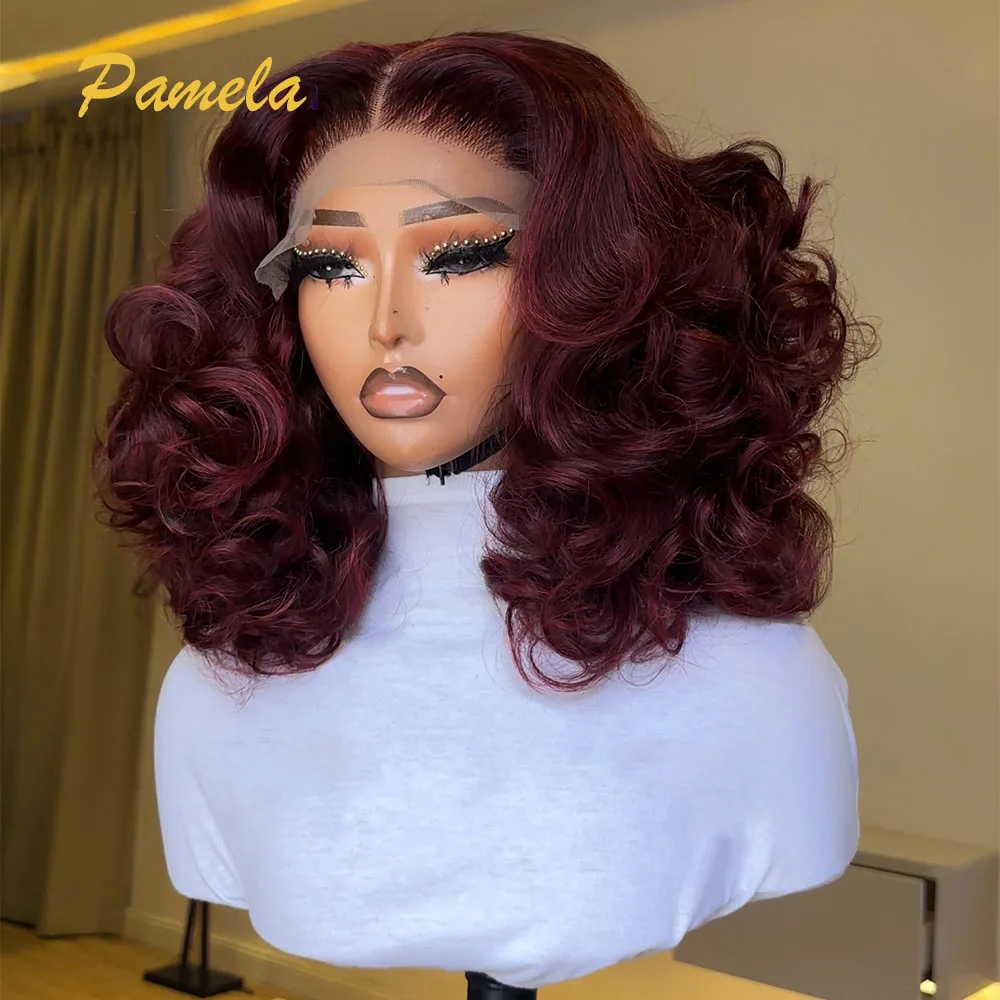 Loose Deep Wave Short Burgundy 13x4 Hd Lace Frontal Human Hair Wig Bob 99J Blonde Glueless Wigs Human Hair Ready To Wear