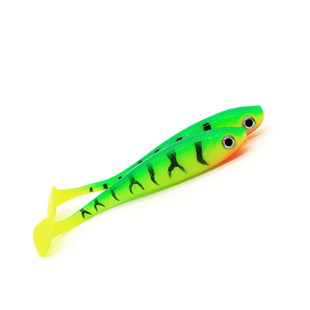 5pcs/lot Soft Bait Lure 3D eyes t-tail 70mm 2.1g Wobblers Worm Fishing  Silicone Fish Artificial Bait Fishing For Jig Head, Rash Worm