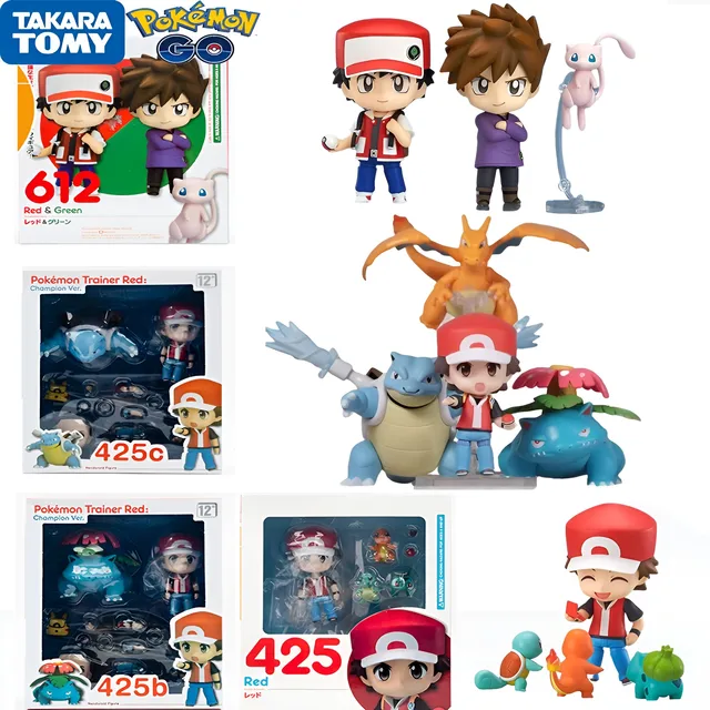 10cm Anime Pokemon Ash Ketchum Gary Oak Red & Green 612 Pvc Action Figures  Game Statue Collectible Model Kids Toys Doll Gifts - Action Figures -  AliExpress