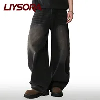 Quatre saisons américain rétro noir Baggy jambe large jean coréen étudiant décontracté droit ample Denim pantalon gris bleu jean unisexe 1