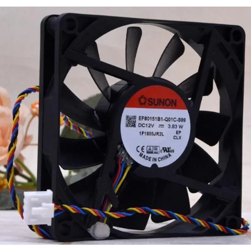 SUNON EF80151B1-Q01C-S99 CPU 냉각 선풍기, 4 선 섀시 PMW 쿨러 선풍기, 8cm 8015, 80x80x15mm, 12V, 3.83W
