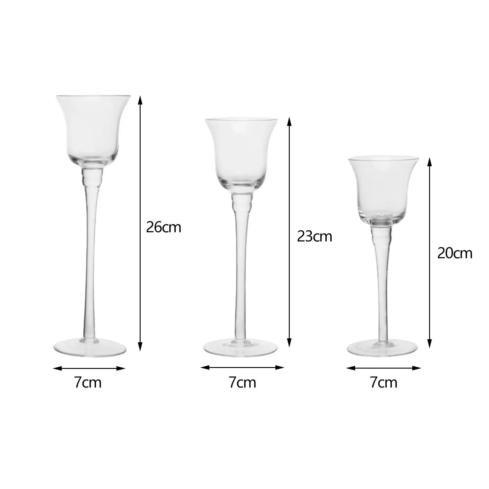 3 Pieces Glass Candle Holders for Pillar Candles Decorative Candle Stick Holder