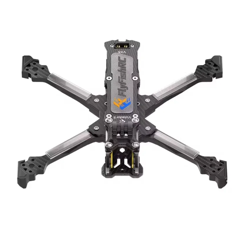 Cadre Volador II assemblé avec moteurs et hélices, prêt pour le vol FPV 5 pouces.