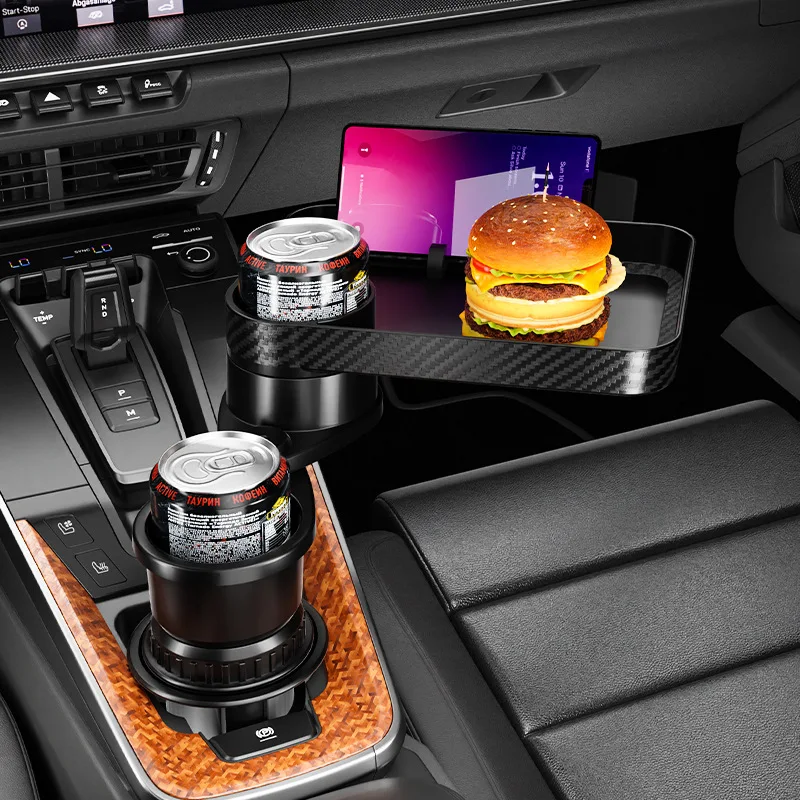 Bandeja Portavasos Giratoria 360° Para Coche, Antivibraciones, ABS, Tamaño 36x18.5x3.5 Cm, Soporte Para Comida Y Bebidas En Viajes