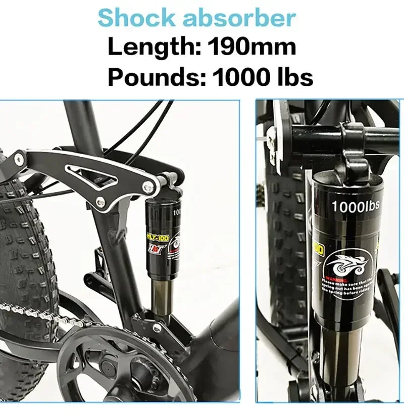 Electric Bicycle 1000W 48V 13Ah Removable Battery 26*4inch Fat Tire E-bike Mountain Off-Road