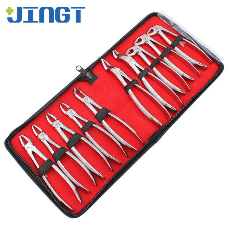 JINGT Dental Extraction Pliers Suite Oral Equipment Stainless Steel Adult Tooth Set Instruments Forceps Dental Equipment