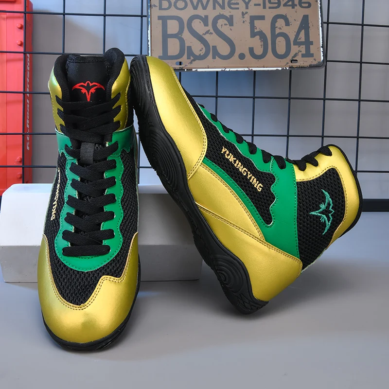 Unisex Boxing Shoes, Professional Muay Thai and Kickboxing Breathable Shoes for Men and Women High Top Training Fight Boots