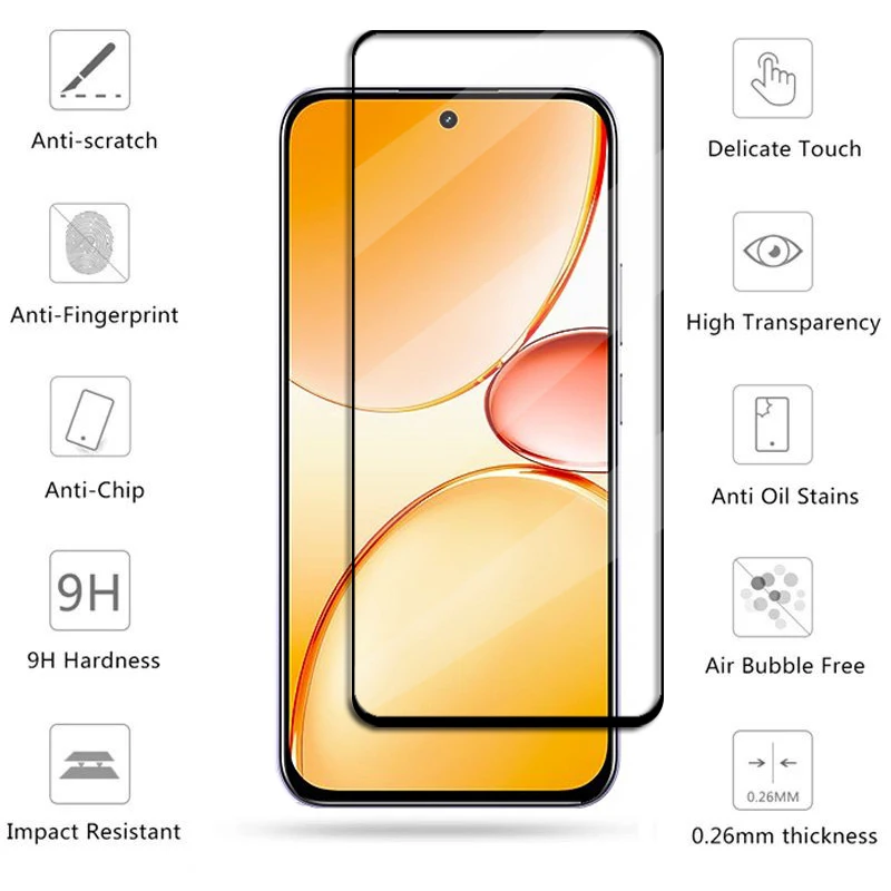 6-in-1 Full Coverage Tempered Glass Screen Protector with HD Camera Lens Film
