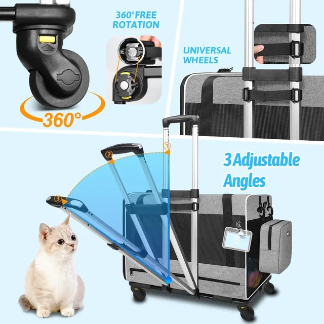 Pet Carrier with Wheels & Bowl 3