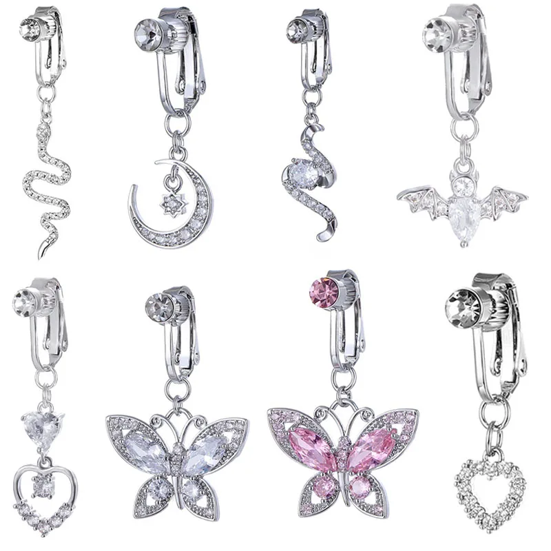 

1pcs Sexy Fake Belly Ring Butterfly Fake Belly Piercing Snake Clip on Umbilical Navel Fake Pircing Cartilage Earring Clip