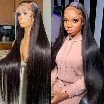 200% Density 13x4 Bone Straight Hd Transparent Lace Front Human Hair Wig 40 Inch 13x6 Lace Frontal Wig For Women Brazilian Wigs 1
