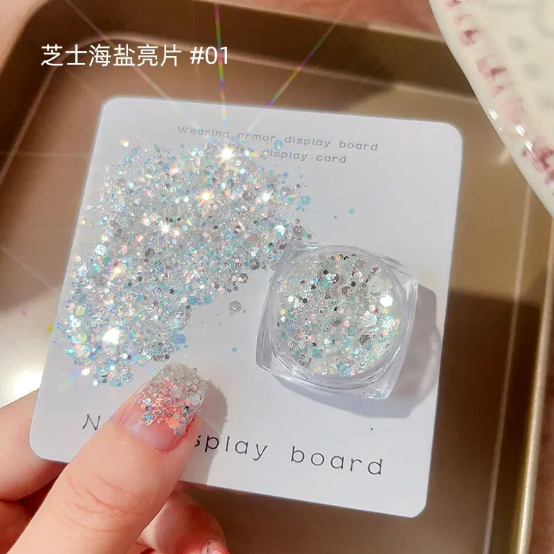 1Pc Holographic Nail Glitter Ultra-Thin Sequins Mixed Sizes Nail 3D Decals Glitter Flakes Powder Polish Decorations