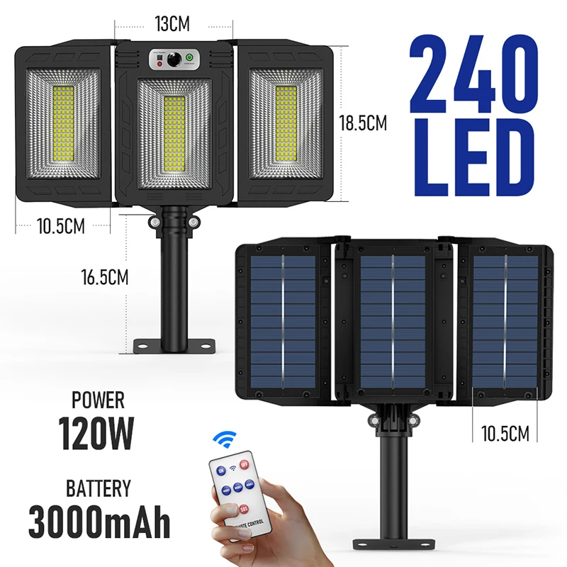 675 LED Solar Street Lights Outdoor 270 Angle Wide Led Light Motion Sensor Exterior Light Waterproof Remote Control Solar Lamp solar street light Solar Lamps