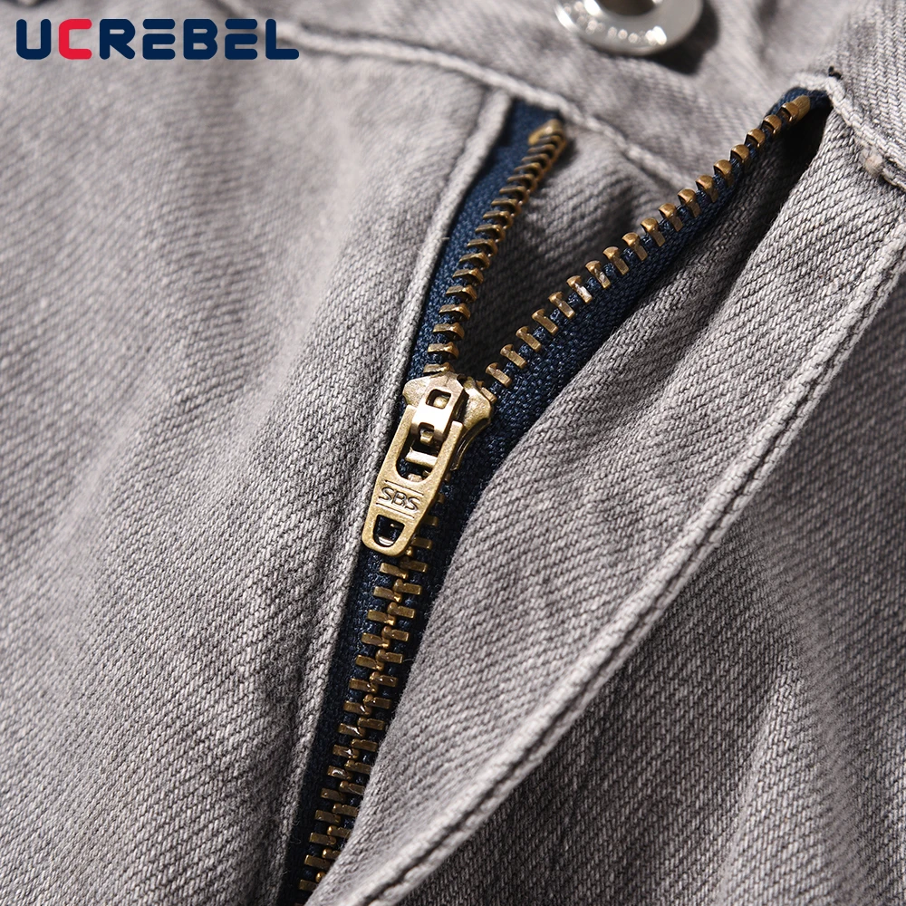 Retro Washed Distressed Straight-leg Jeans Mens Streetwear Loose Casual Wide Leg Pants Men Trousers