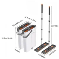 JOYBOS หมุนมือฟรีแบนบาร์เรล 33 ซม.Mop ถัง 360 ระบบทําความสะอาดที่สมบูรณ์แบบ Dual Chamber ล้างทําความสะอาดได้ชั้น House Mops 6