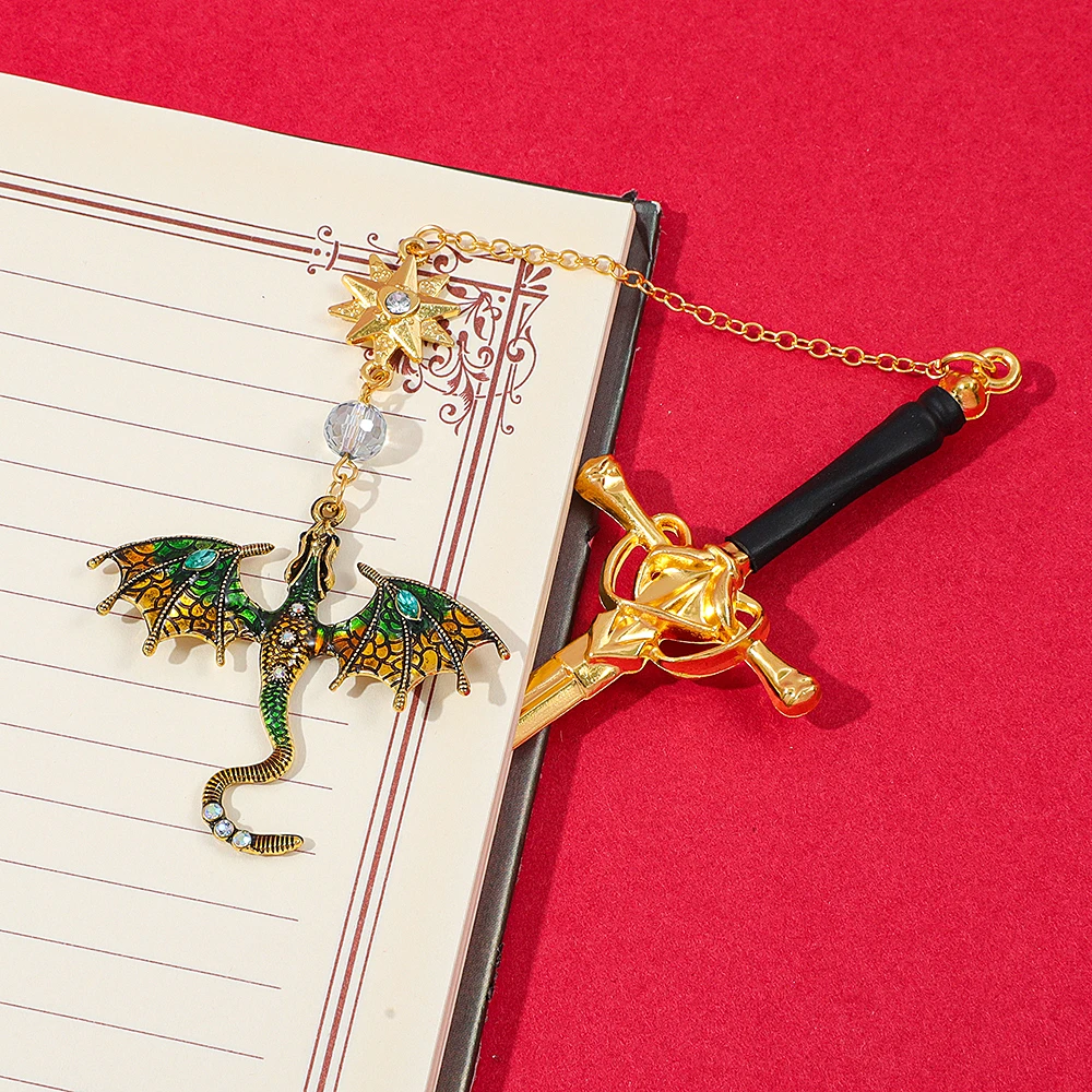 Fantasy Sword Dragon Metal Bookmark Vintage Pendant Teacher Book Lovers Reading Gift Book Accessories School Stationery
