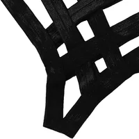 Ensemble de Lingerie harnais de Bondage pour femmes, soutien-gorge élastique ajouré, noir, Cage sans bonnet, string, intimes Sexy, sous-vêtements exotiques 5