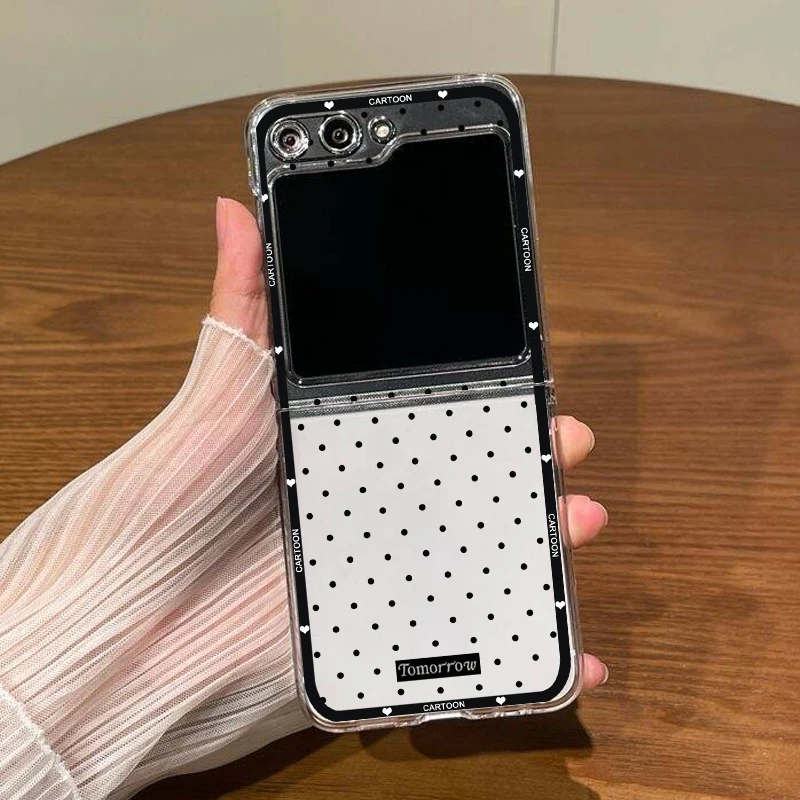 Chic Korean Polka Dot Clear Hard Folding Phone Case - Fresh & Lovely Design