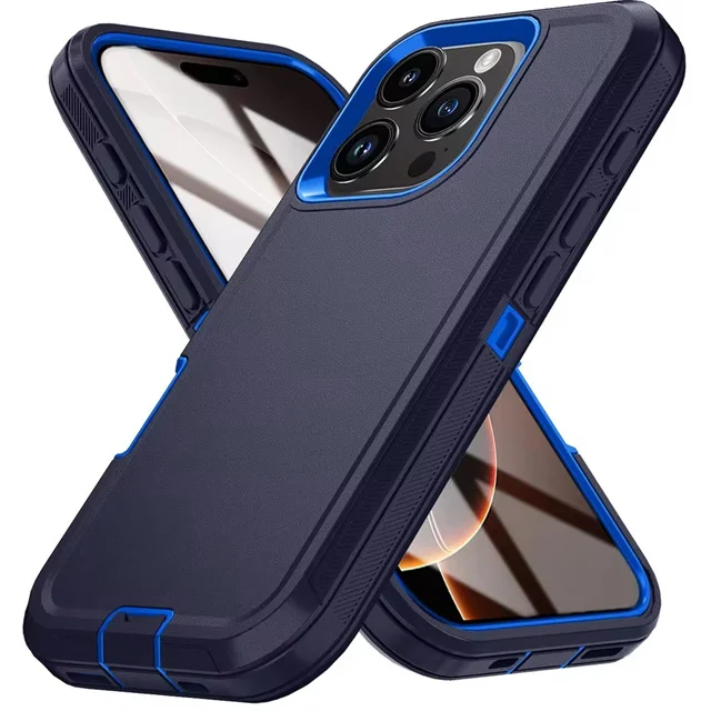 Shockproof Armor Defender Phone Case with Stand – Hard PC + TPU Protective Cover