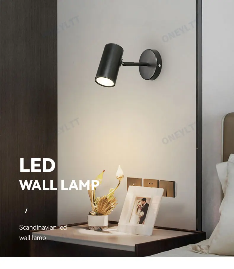 Description Picture 2 of itemNordic Modern Wall Lamp Beside Bedroom Adjustable Angle LED Wall Lights Fixtures Living Room Stair Lights Entrance Lighting