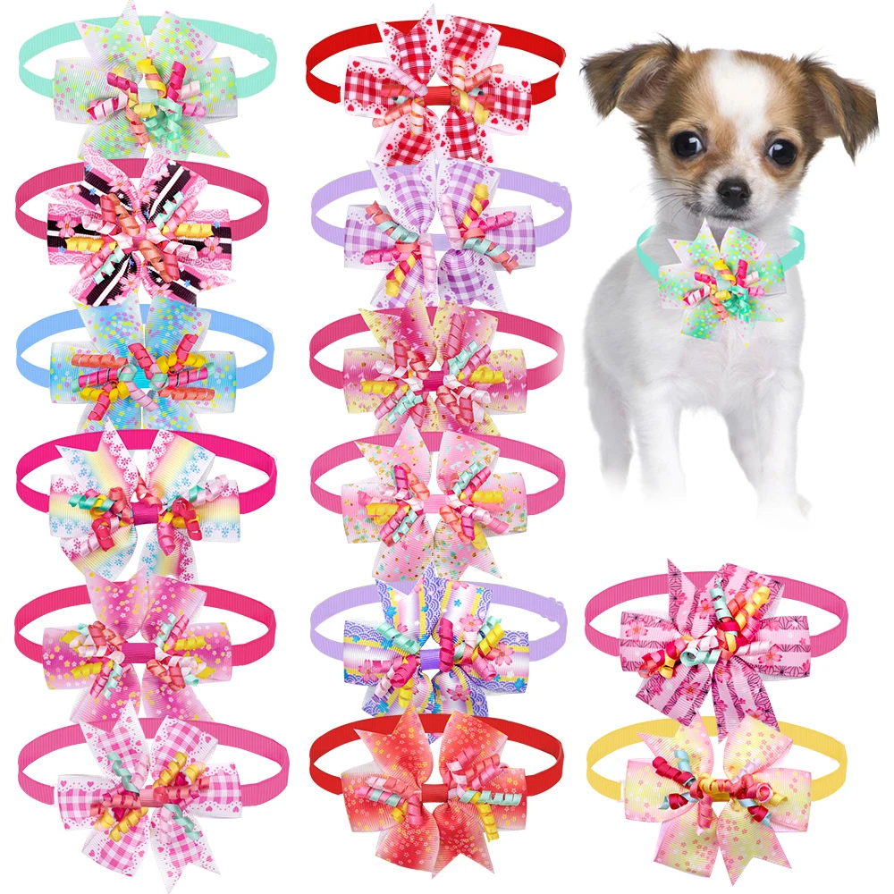 New 50pcs Dog Bow Tie Spring Bowties Neckties For Dogs Pets Small Dog