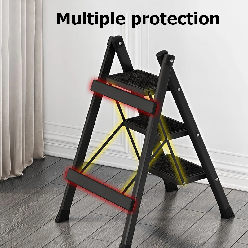 White Folding Ladder Chair Carbon Steel High Stools Strong Load-bearing Thickened Kitchen Step Ladder Stool folding ladder chair