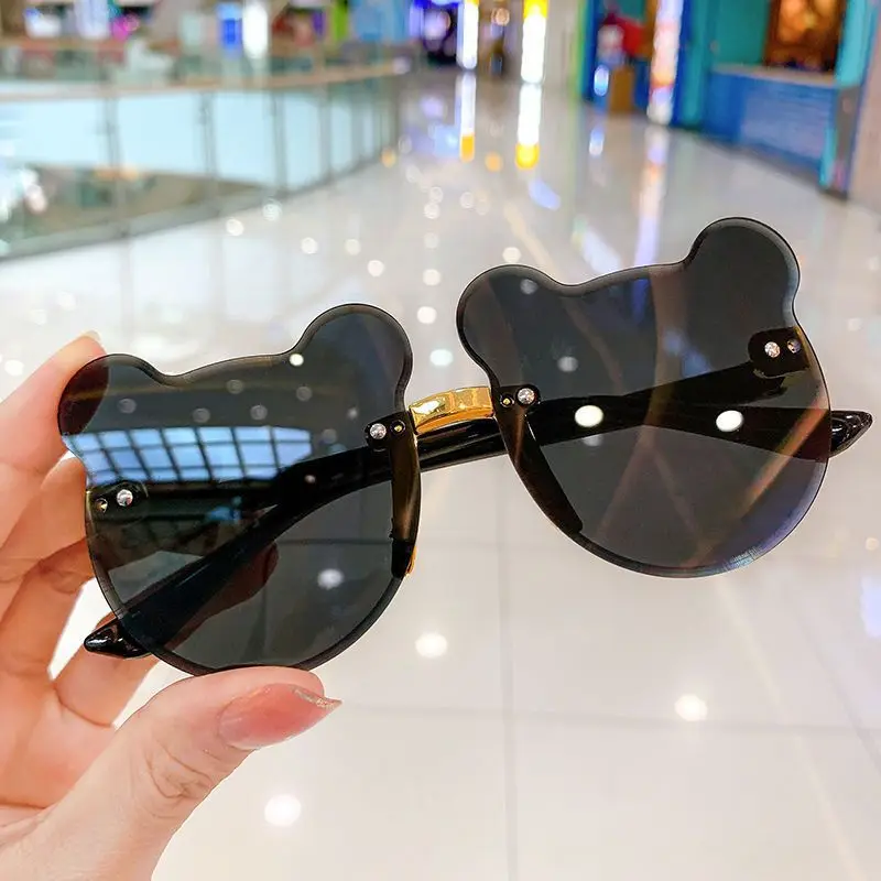 Bear Shape Children Glasses Kids Sun Sunglasses Trendy Girls Cartoon Eyeglasses Shades Driver Anti-Glare