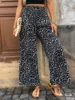 Plus Size 1XL-5XL Women Fashion Floral Wide Leg Pants For Women Flowy Ruffled High Waisted Summer Straight Pants