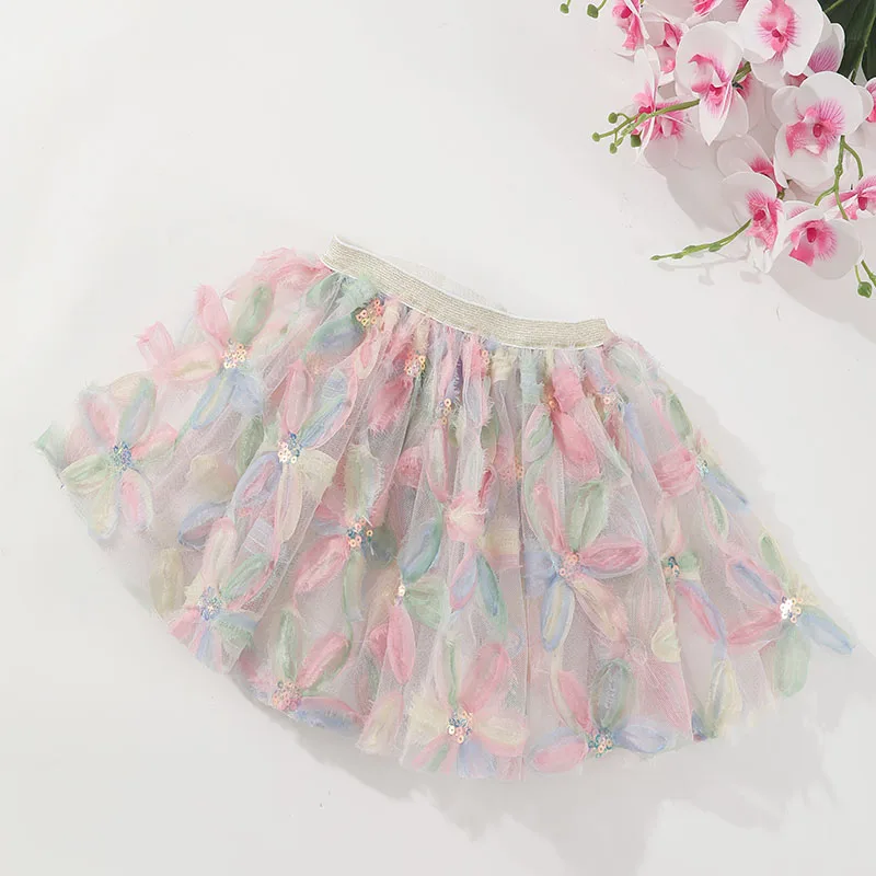 Baby Girl Clothes Cute Floral Pink Tutu Skirt Kids Princess Girls Skirt Ball Gown Pettiskirt Birthday Party Kawaii Skirts ballet tutu skirt,children skirts