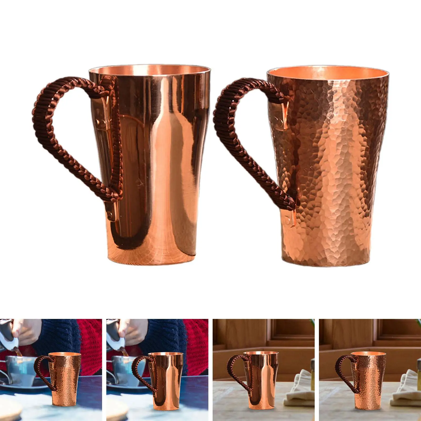 Copper Coffee Mug Moscow Mules Cup Thickened Copper Tea Mug 400ml Water Mug for Tea Milk Hot and Cold Water Beverage Hosuehold