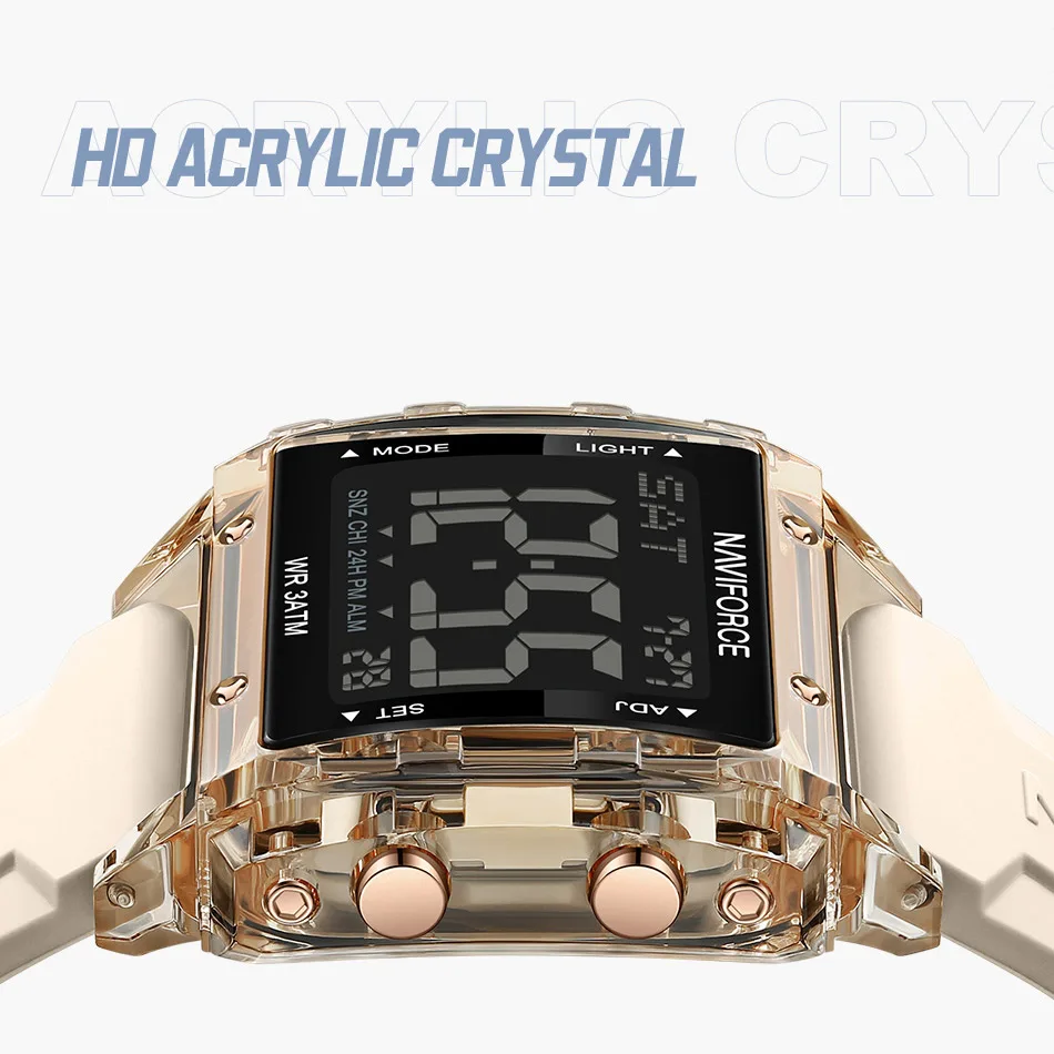 Digital Watch NAVIFORCE Women Sport Digital Watch Waterproof Silicone Electronic Wristwatch Square LED Clock Relogio Feminino