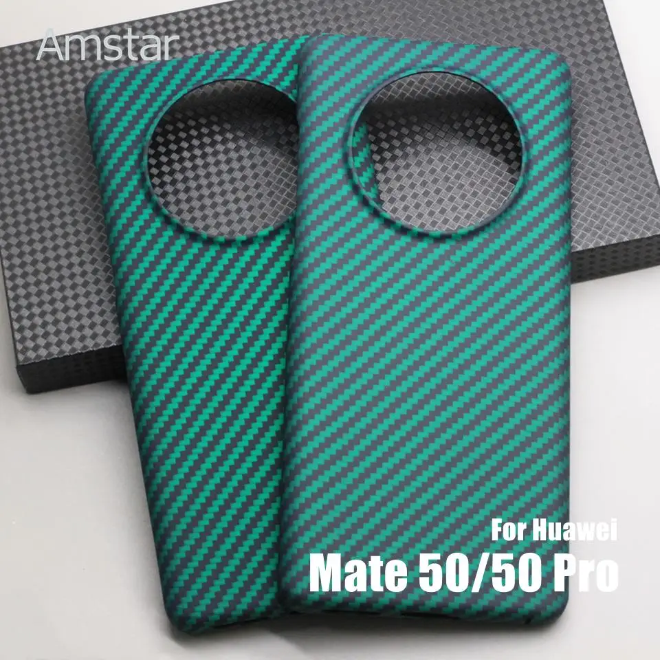

Изумрудно-зеленый чехол Amstar из углеродного волокна для Huawei Mate 50 Pro, ультратонкий противоударный чехол из арамидного волокна для Huawei Mate 50, чехлы