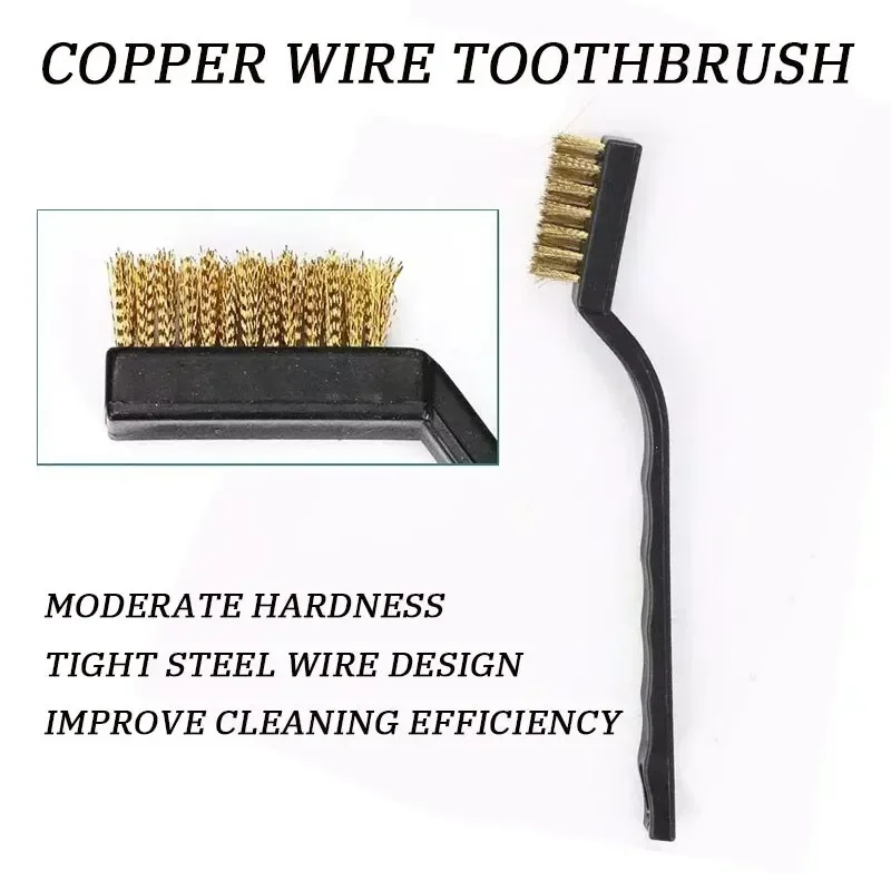 6 Or12 Pcs Industrial Toothbrush Mini Copper Steel Wire Brush Stainless Steel Wire Brush Dirt Hard Cleaning Toothbrush 3
