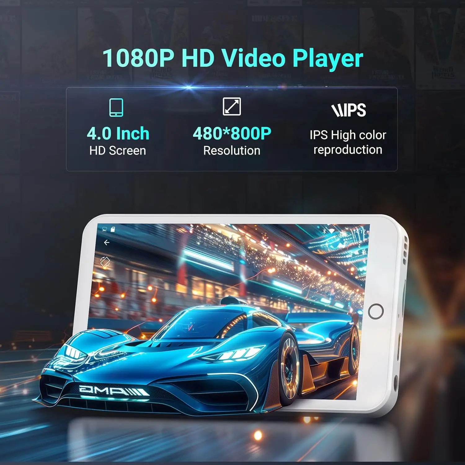 96GB(64+32GB） MP3 Player with Bluetooth and WiFi, Android 13 MP3 MP4 Players with 4" Touchscreen and Speaker, 3GB RAM & 32GB ROM