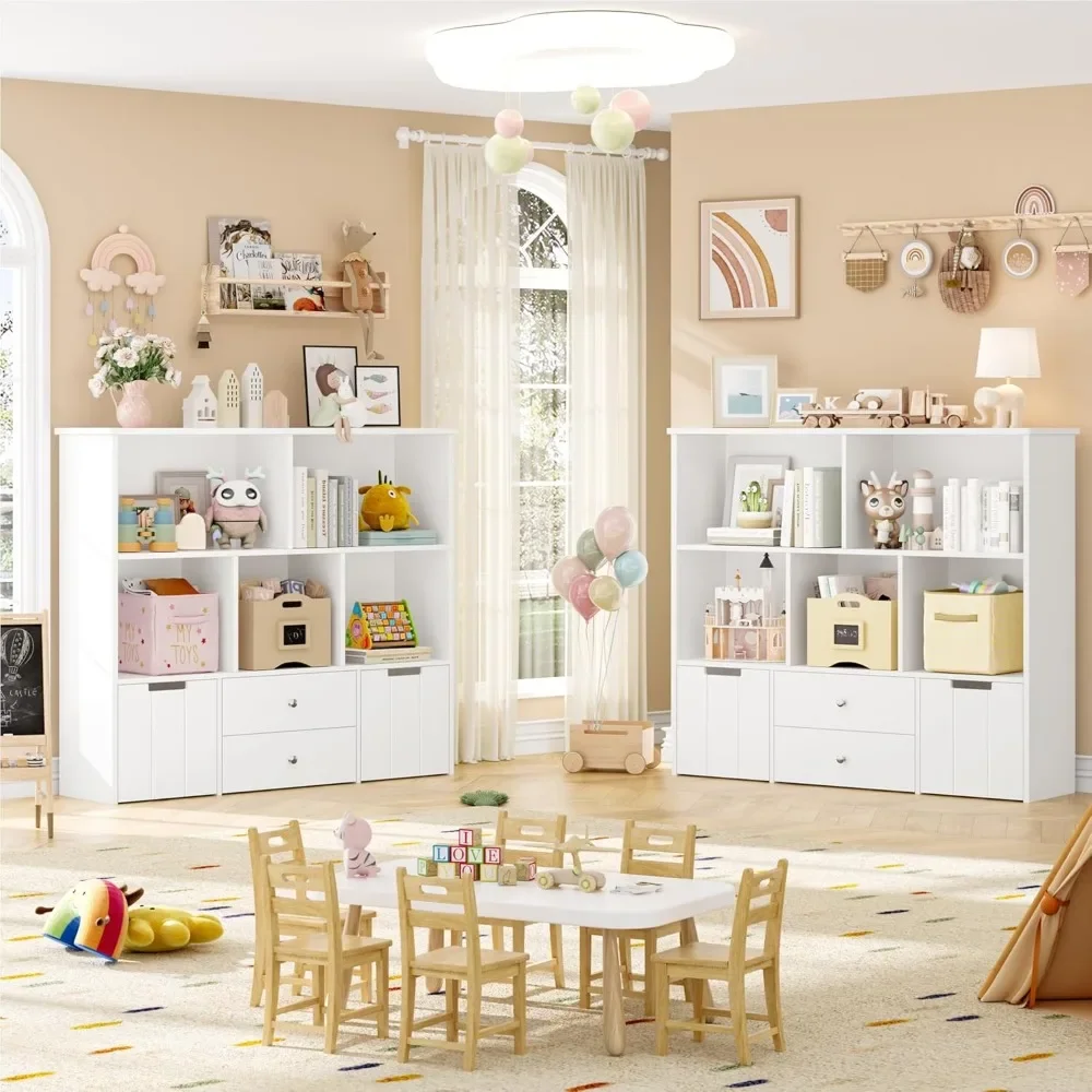 Toy Storage Organizer with 4 Drawers, Toy Organizers and Storage with Concealed Wheels and 5 Cubbies