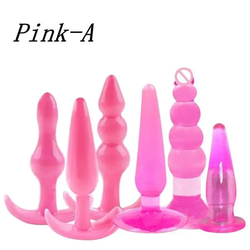 Anal Plug 6pcs Funny Butt Plug Backcourt Waterproof Silicone Comrades Adult Products Combination Set Massager Stick Training Kit