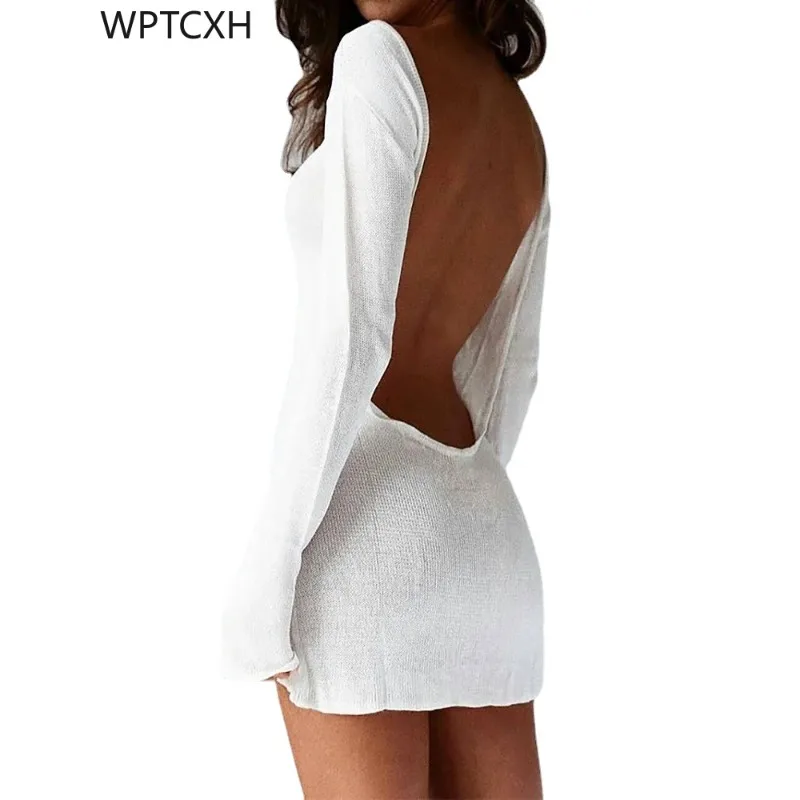 

2024 Hot Selling Mesh Backless Mini Dress Sexy Solid White Beach Cover Up Sarong Summer Bikini Cover ups Pareo Beach Dress