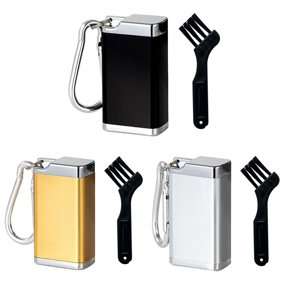 Outdoor Cigarette Holder Aluminum Alloy Butt Disposal Box Rotating Lid Keychain Ashtray with Carabiner for Outdoor Travel