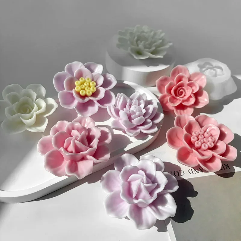 Silicone Mold for Floral Scented Candles Rose Crystal Drip Glue Aromatherapy Decoration Mold DIY Resin Chocolate Baking Mould