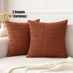 Set of 2 Neutral Boho Farmhouse Decorative Pillow Covers, 18x18 Inch - 450mm*450mm (Rust)