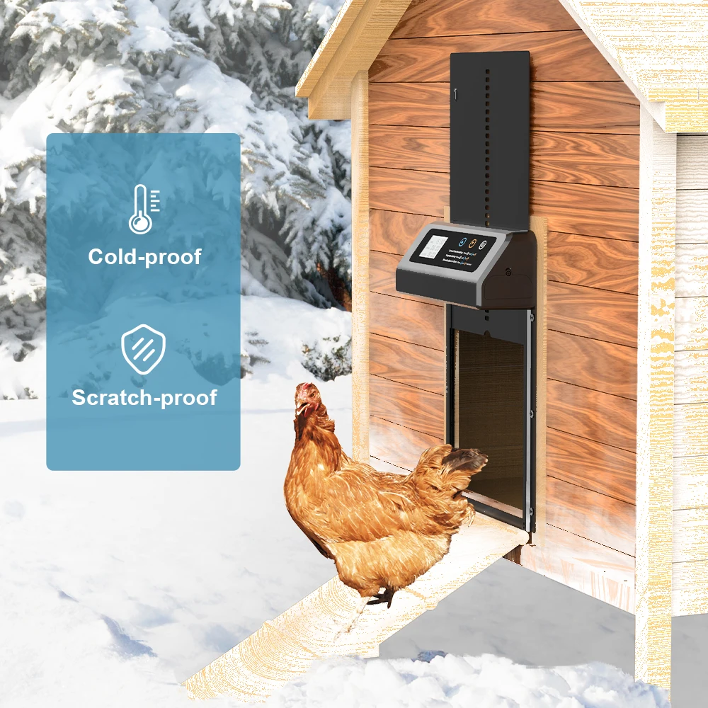 Automatic Chicken Coop Door, Automatic Chicken Door with Timer, Anti-Pinch & Light Sensor Chicken Guard, Battery Automati