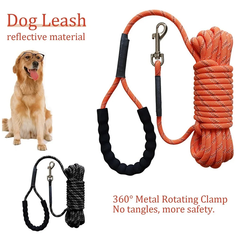 DogLeashReflectiveLongLeadTrainingTrackingLineFoamHandleHeavy