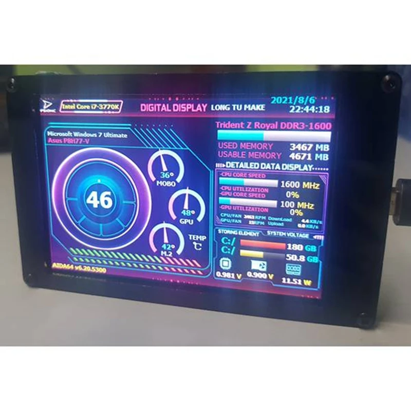 AIDA64 ̴ ITX ̽ 3.5 ġ IPS TYPE-C  ȭ CPU GPU RAM HDD  USB ÷